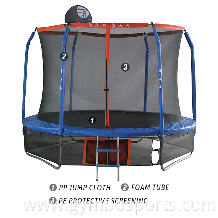 Outdoor Children Play Trampoline with Basketball Stand Full Net Cover Trampoline